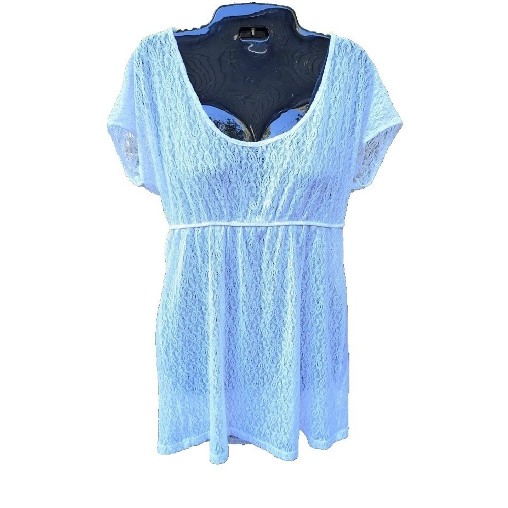 Free People Womens Tunic Top M Sheer Lace Babydoll Y2K Vintage Fairy USA Summer